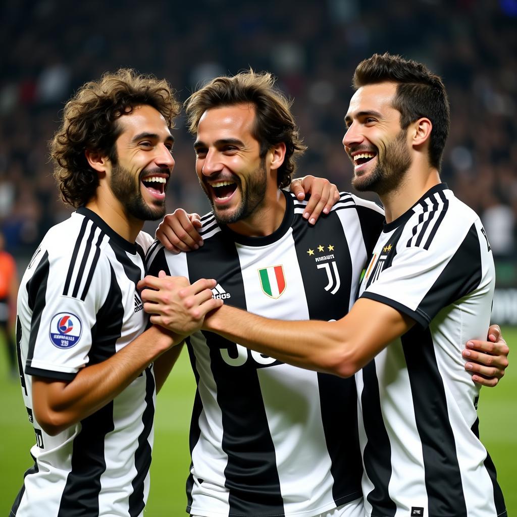 Juventus's defensive trio "BBC" celebrating a victory