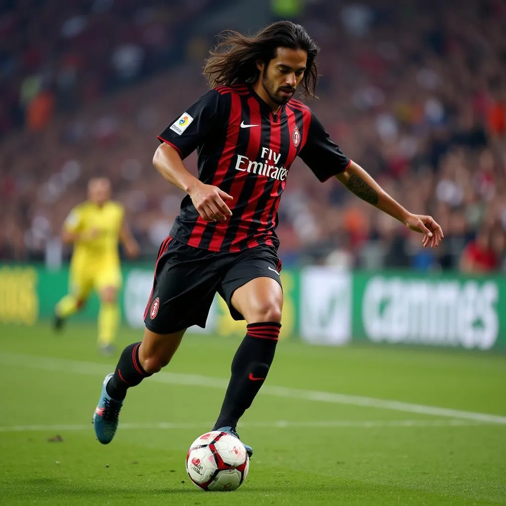 Kaka dribbling in an AC Milan jersey