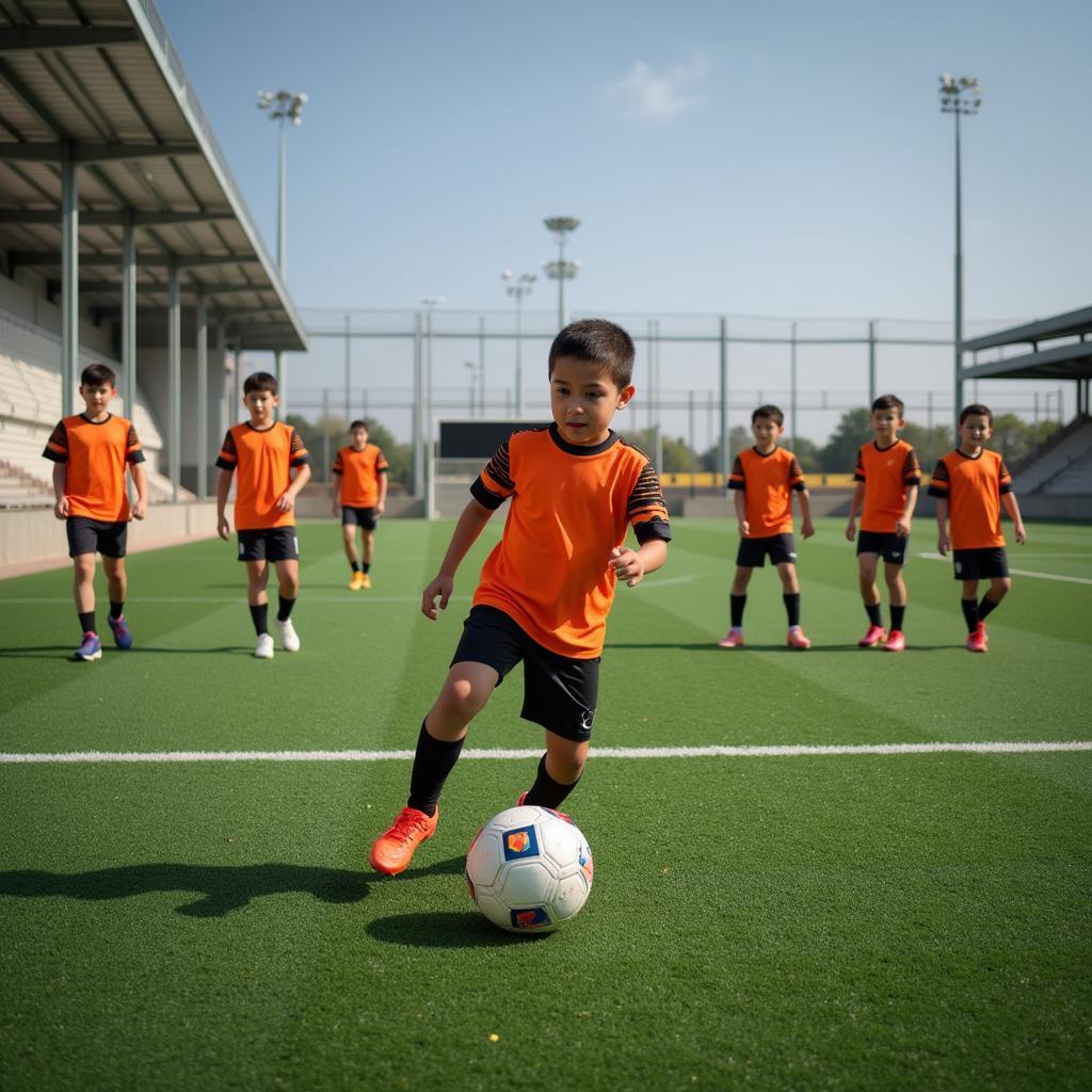 Young player training at a prestigious youth academy