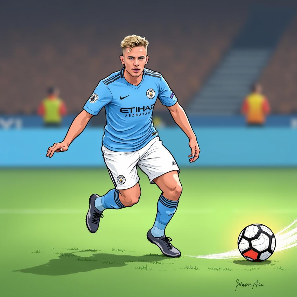 Kevin De Bruyne executing a perfect animated pass