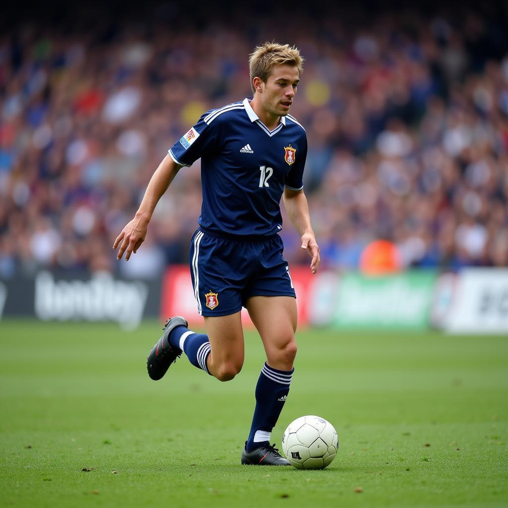 Kevin Gallacher in action for Scotland