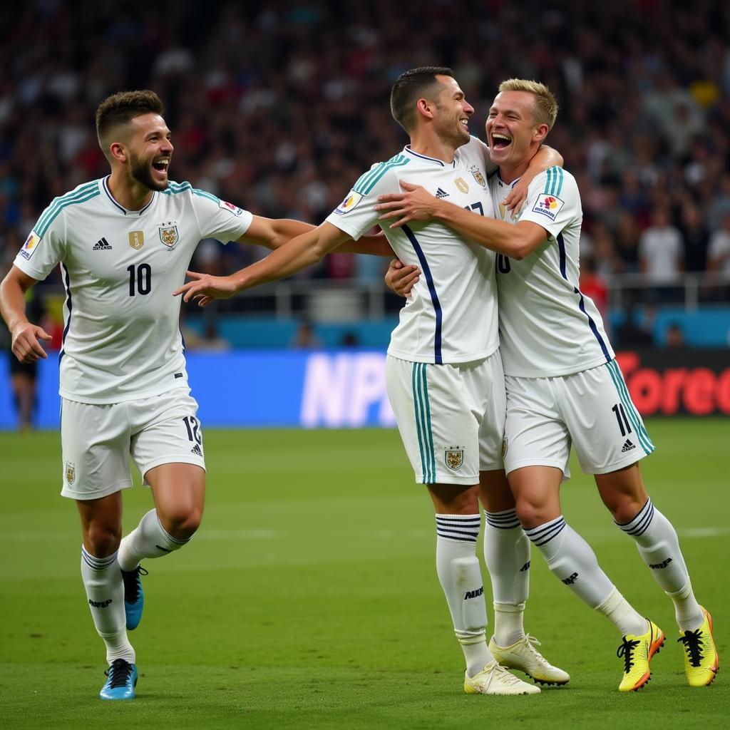 Kyle Walker and Erling Haaland celebrating a goal together