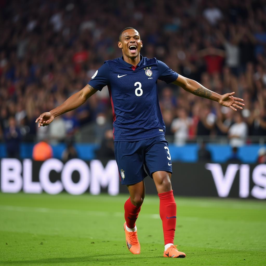 Kylian Mbappé celebrates a goal for France