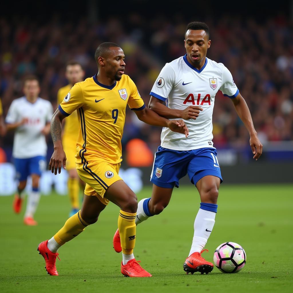 Kylian Mbappé Dribbling Past a Defender