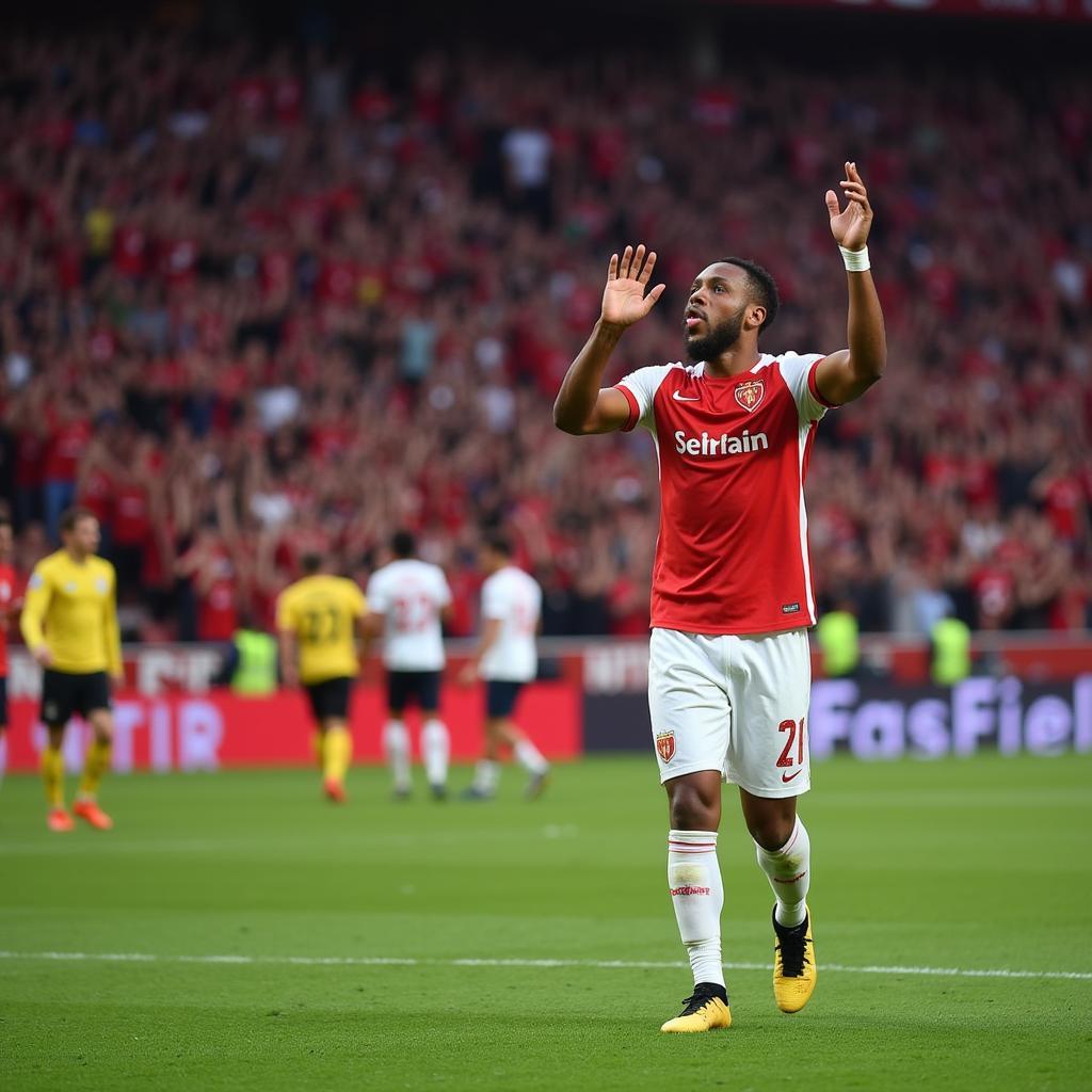 Kylian Mbappe acknowledging the support of AS Monaco fans