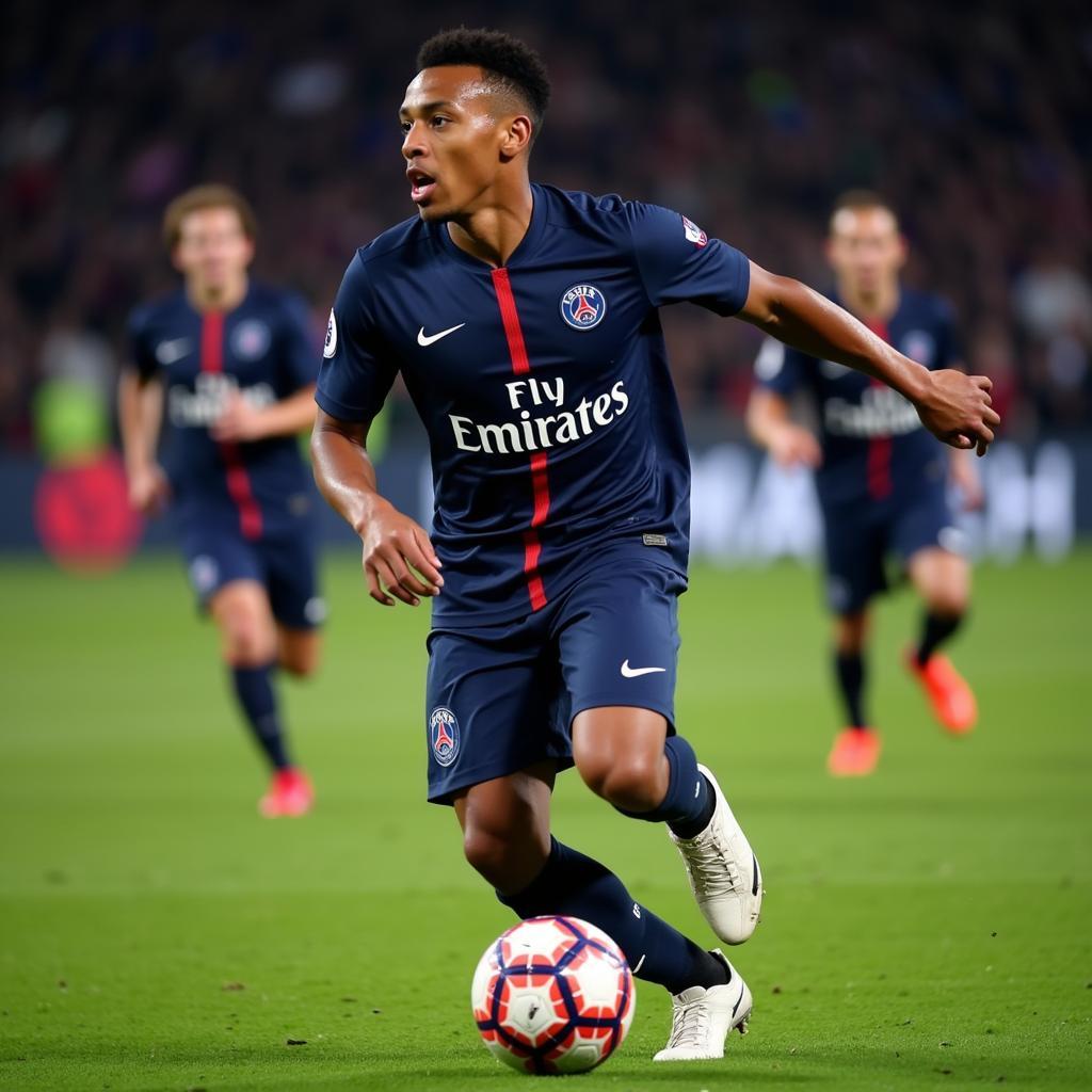 Kylian Mbappe in action for PSG