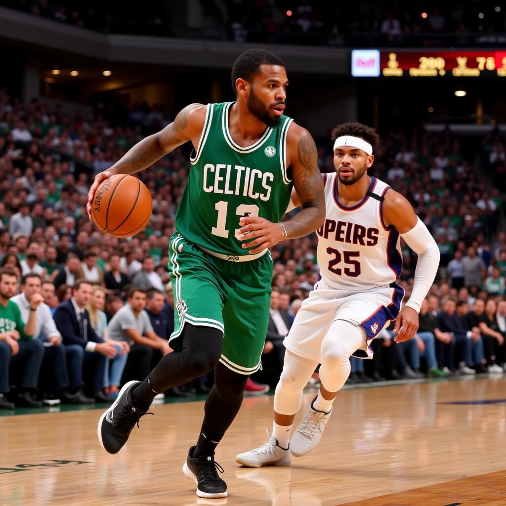 Kyrie Irving executing a crossover dribble