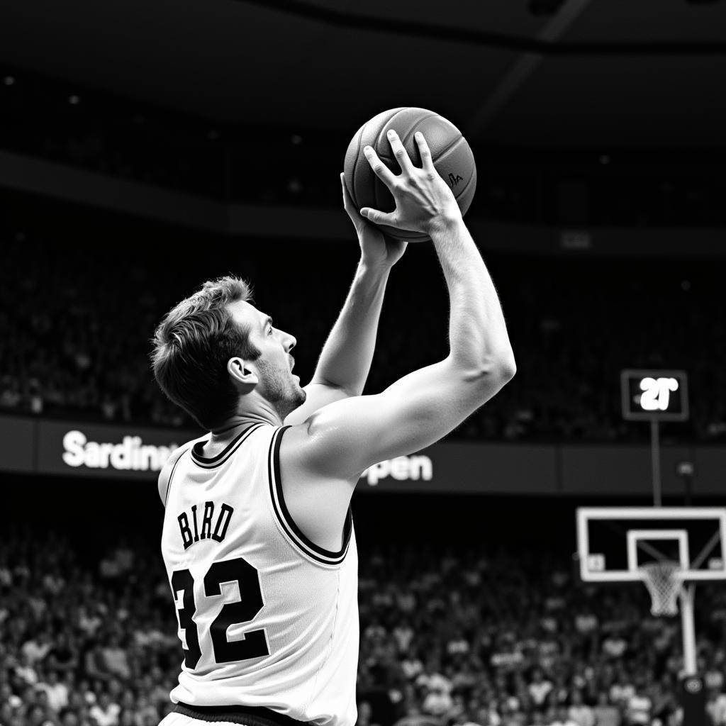 Larry Bird shooting a three-pointer