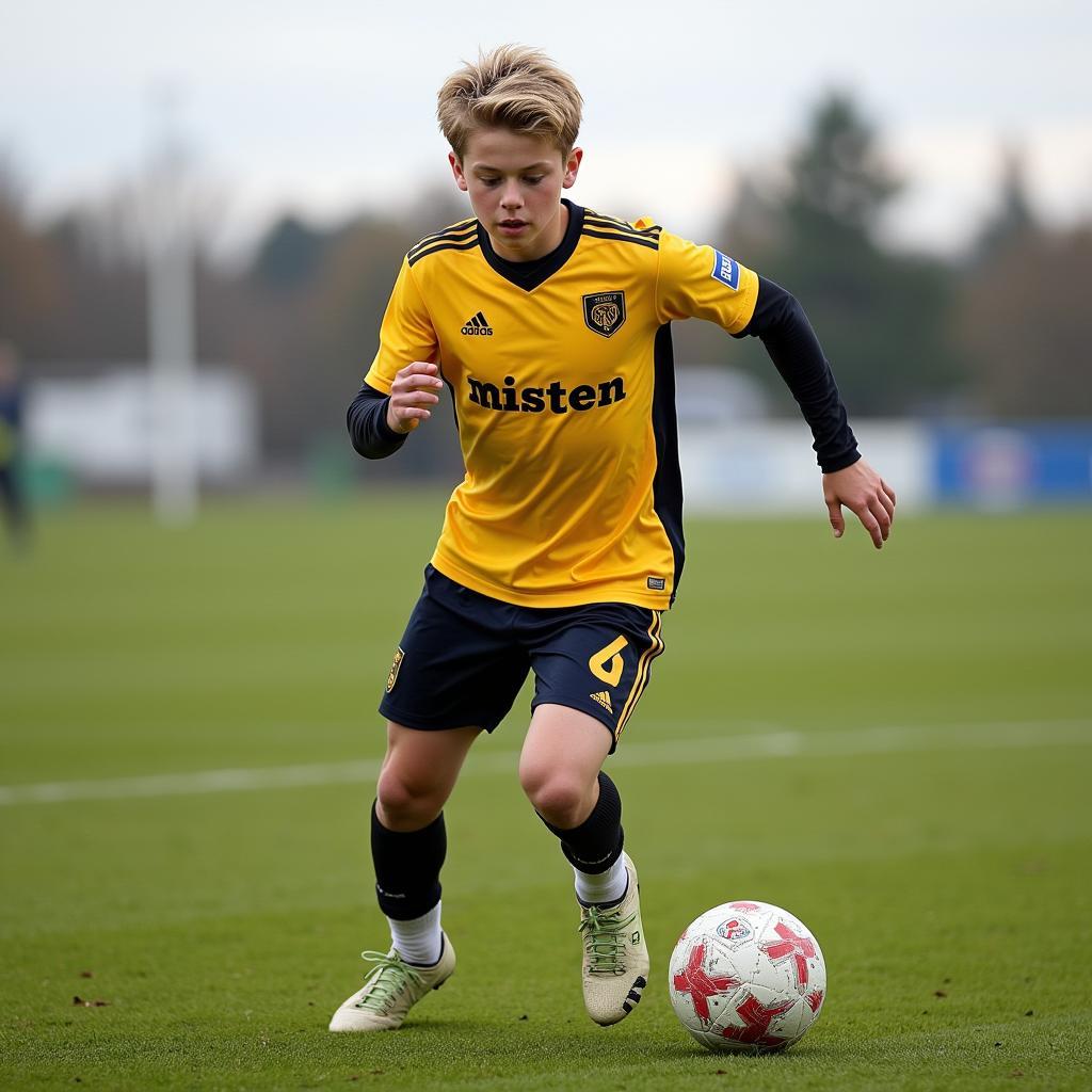 Lauritz Haaland playing for youth team