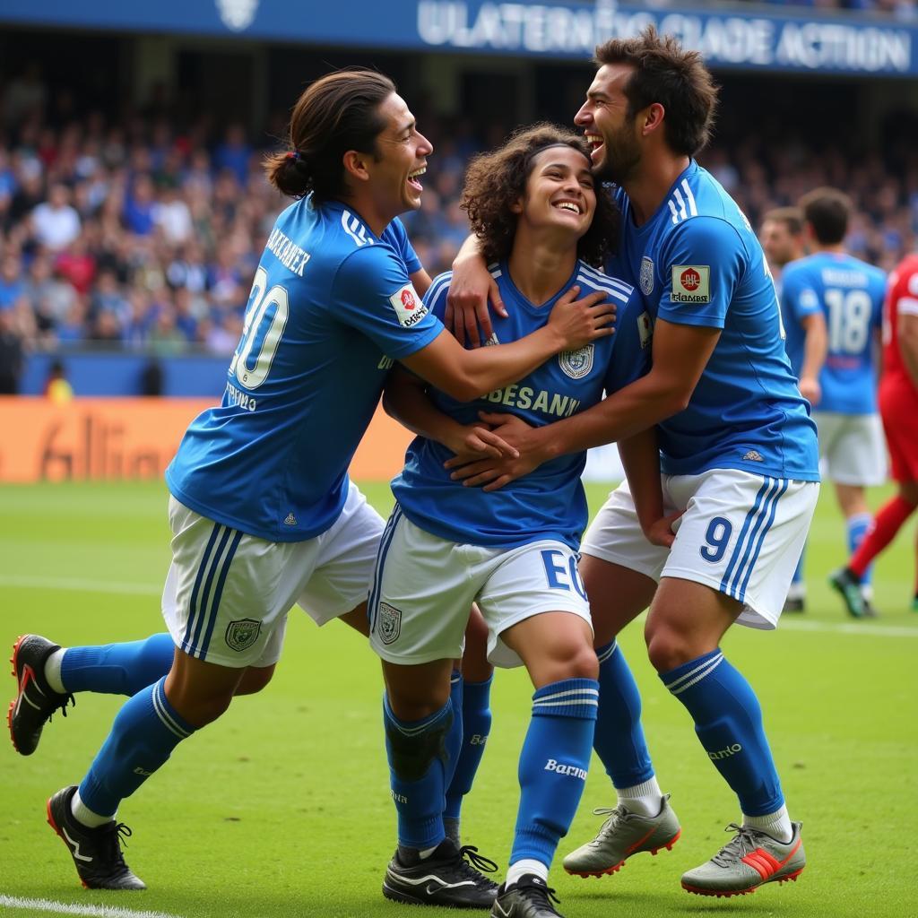 Lautaro Martinez celebrating a goal for Racing Club