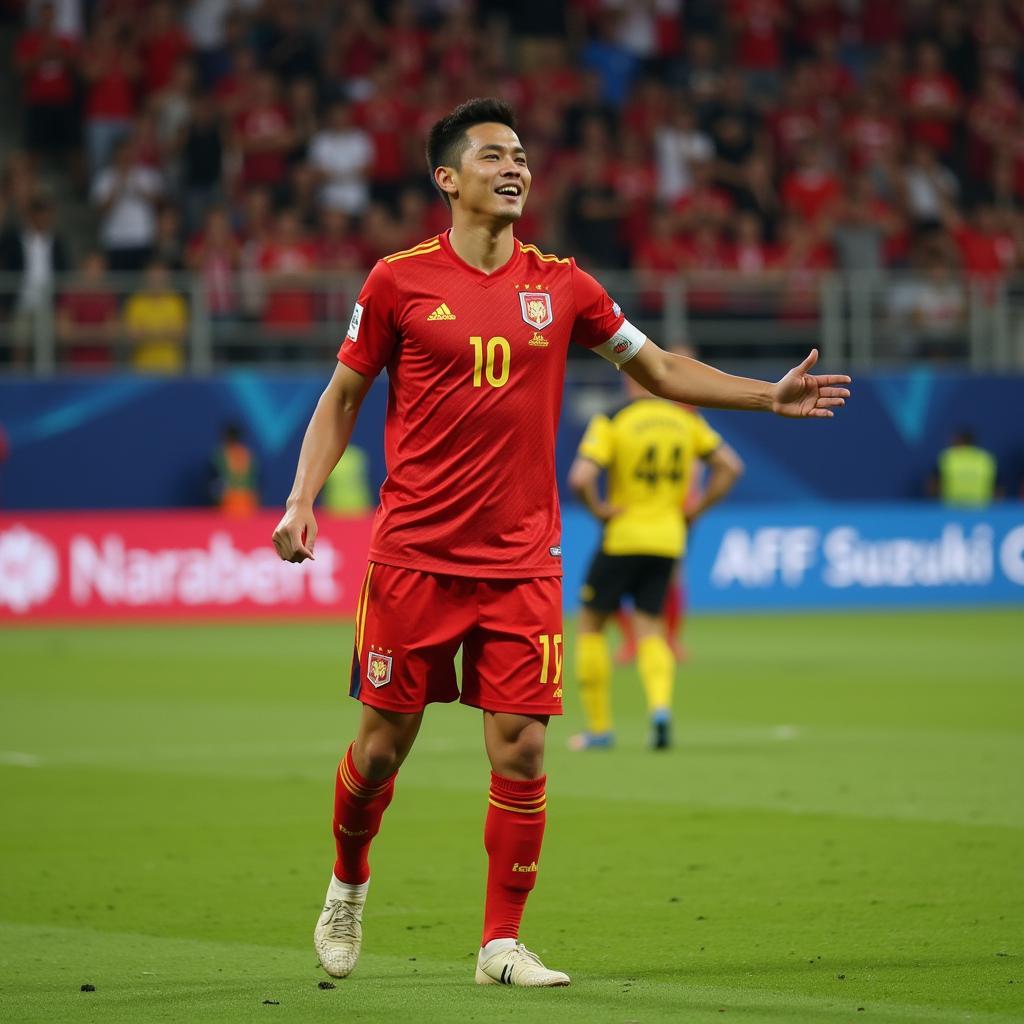 Le Cong Vinh celebrating a goal at the AFF Suzuki Cup