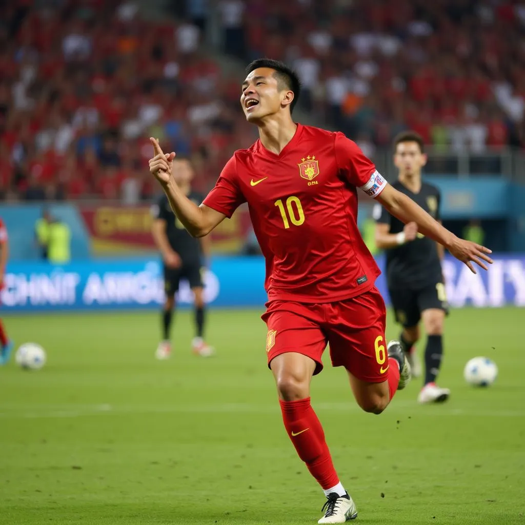 Le Cong Vinh celebrating a goal for Vietnam