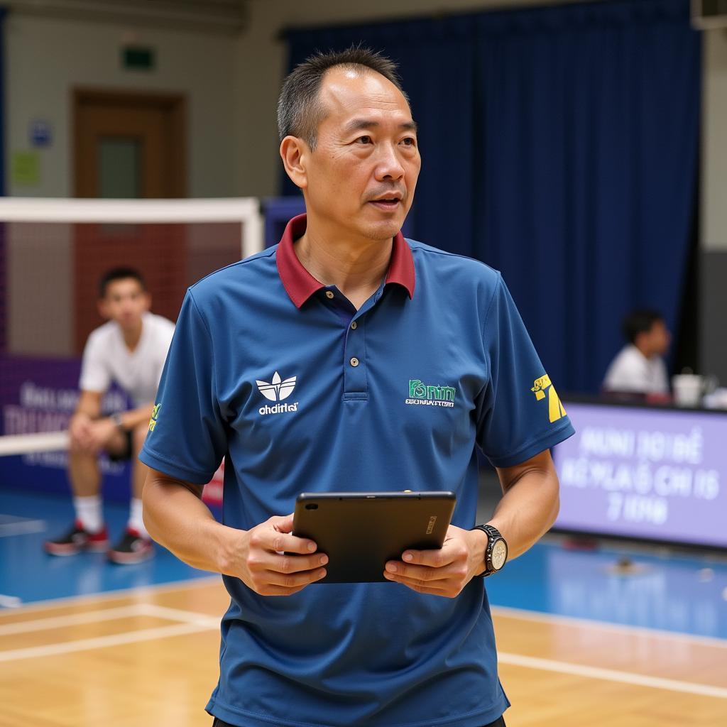 Lê Huỳnh Đức passionately guiding his team from the sidelines. 