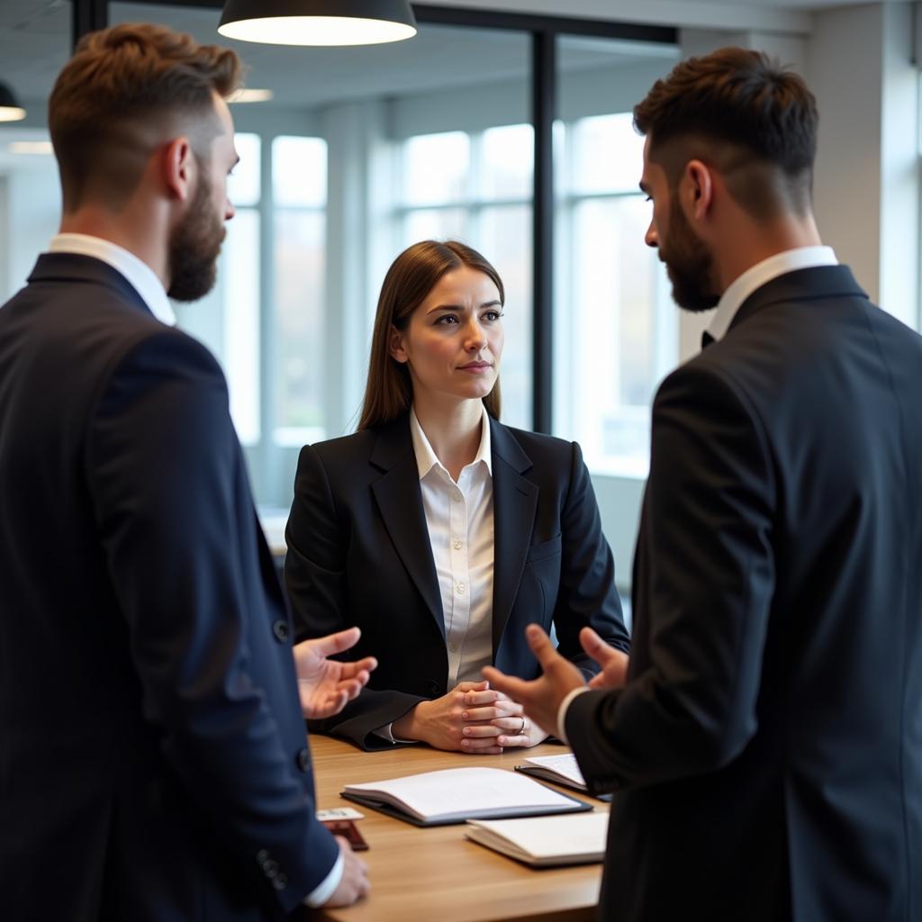 A legal team collaborating on an enforcement case strategy