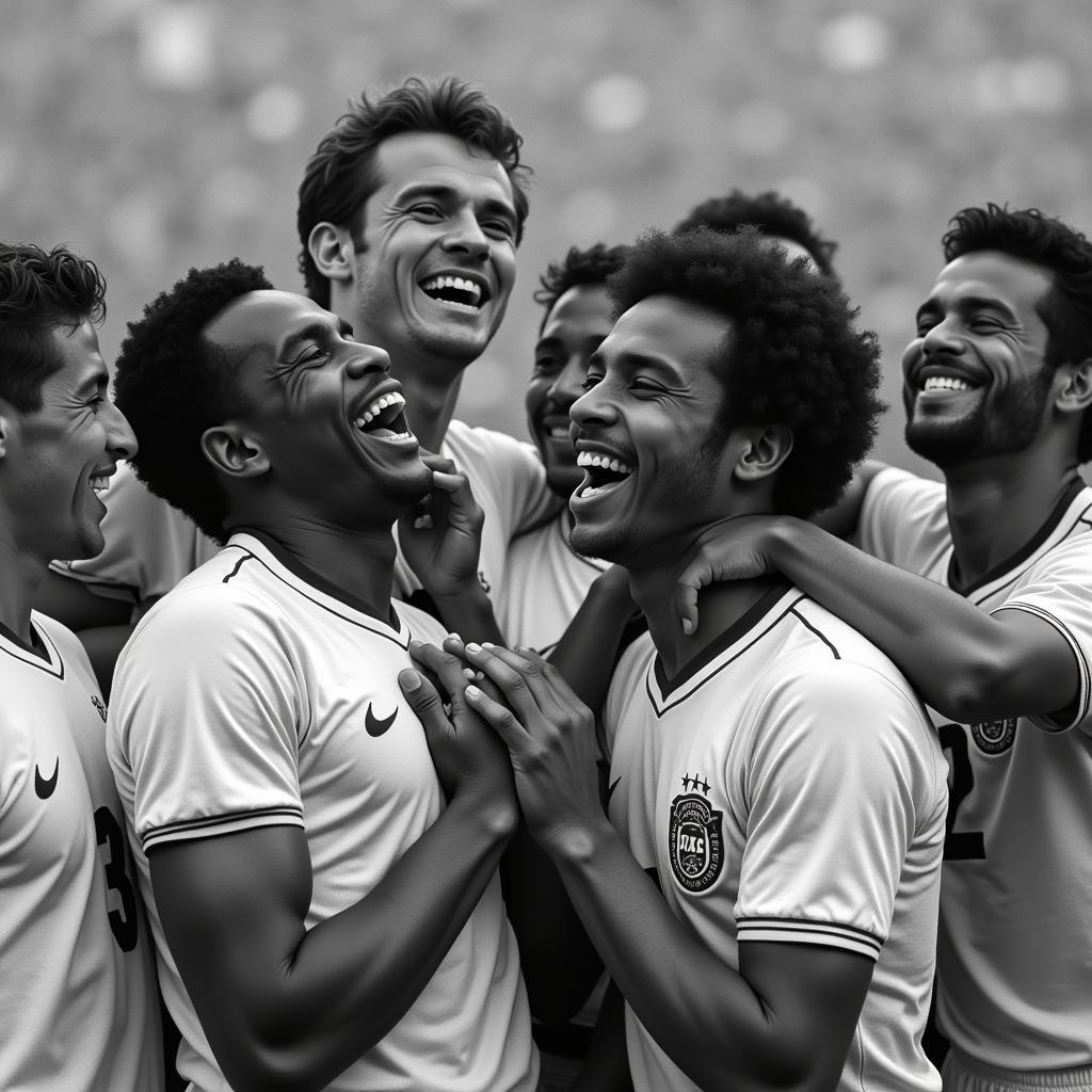 Iconic Football Players Celebrating a Hard-Earned Victory