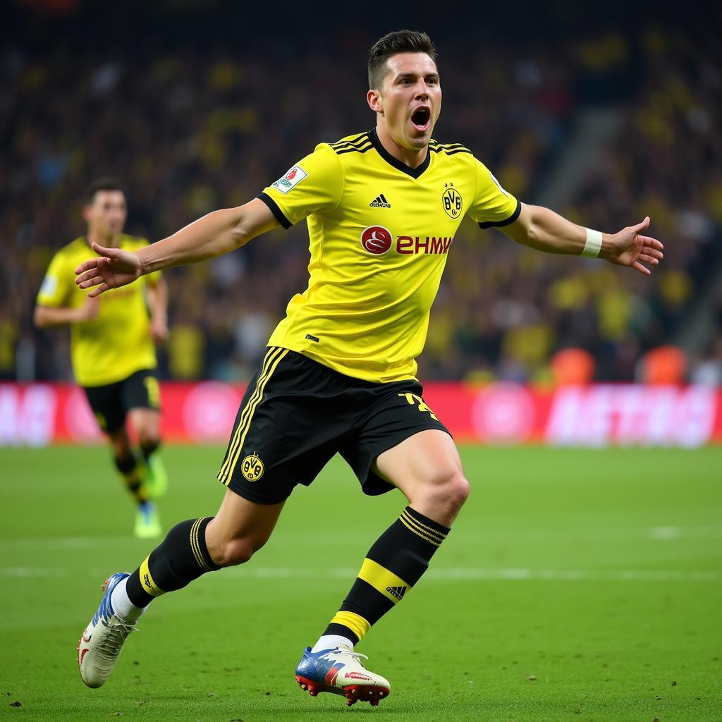 Lewandowski celebrating a goal for Borussia Dortmund