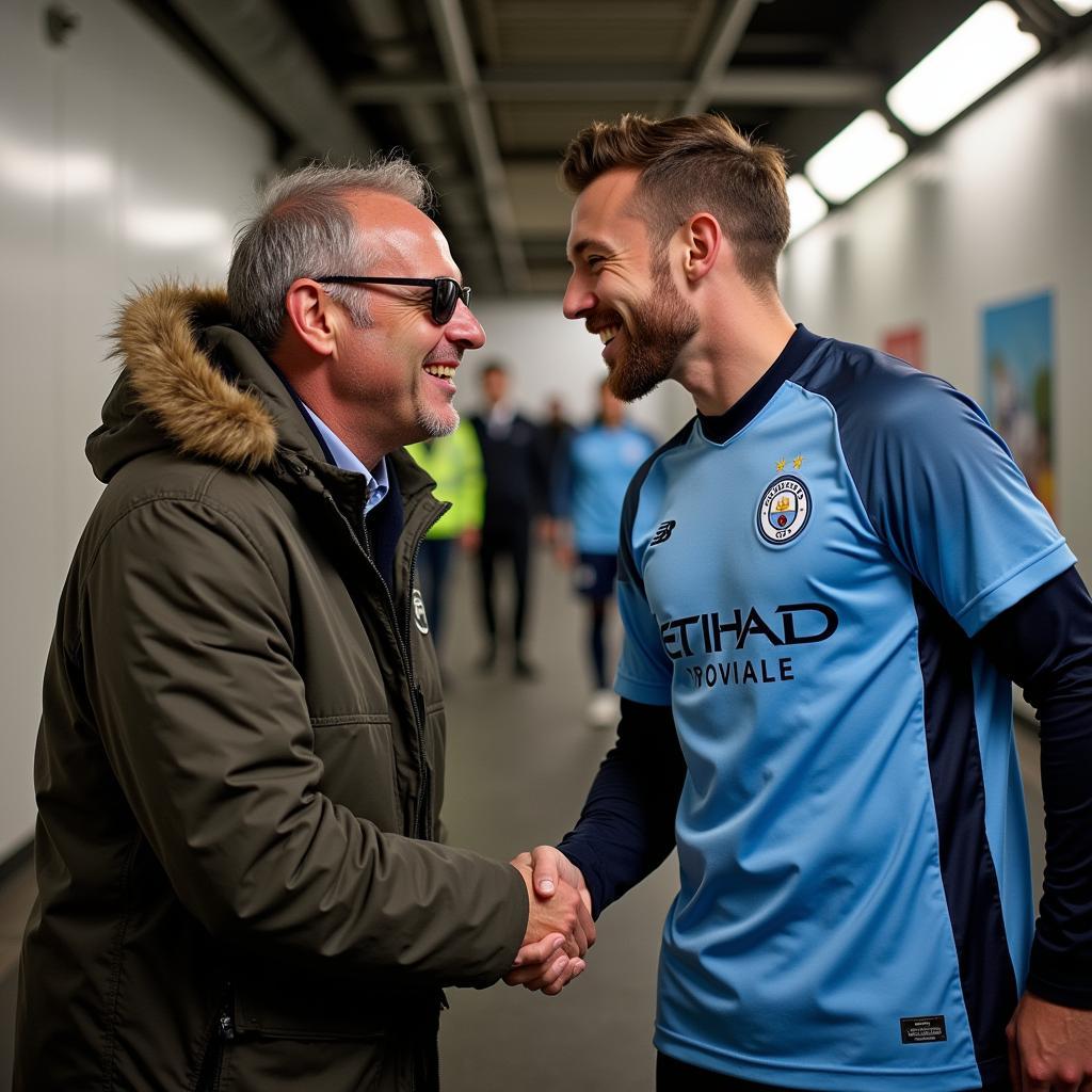 Liam Gallagher meeting Erling Haaland after a Manchester City game