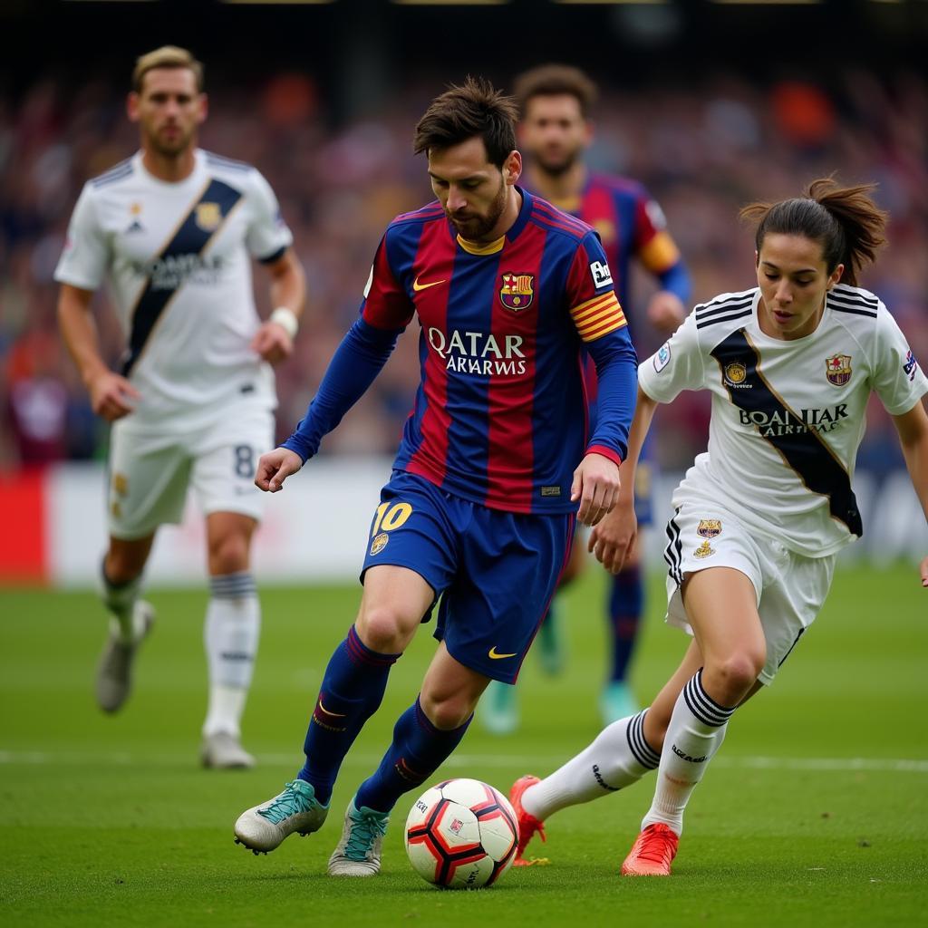 Lionel Messi showcasing his dribbling skills in a La Liga match in 2016