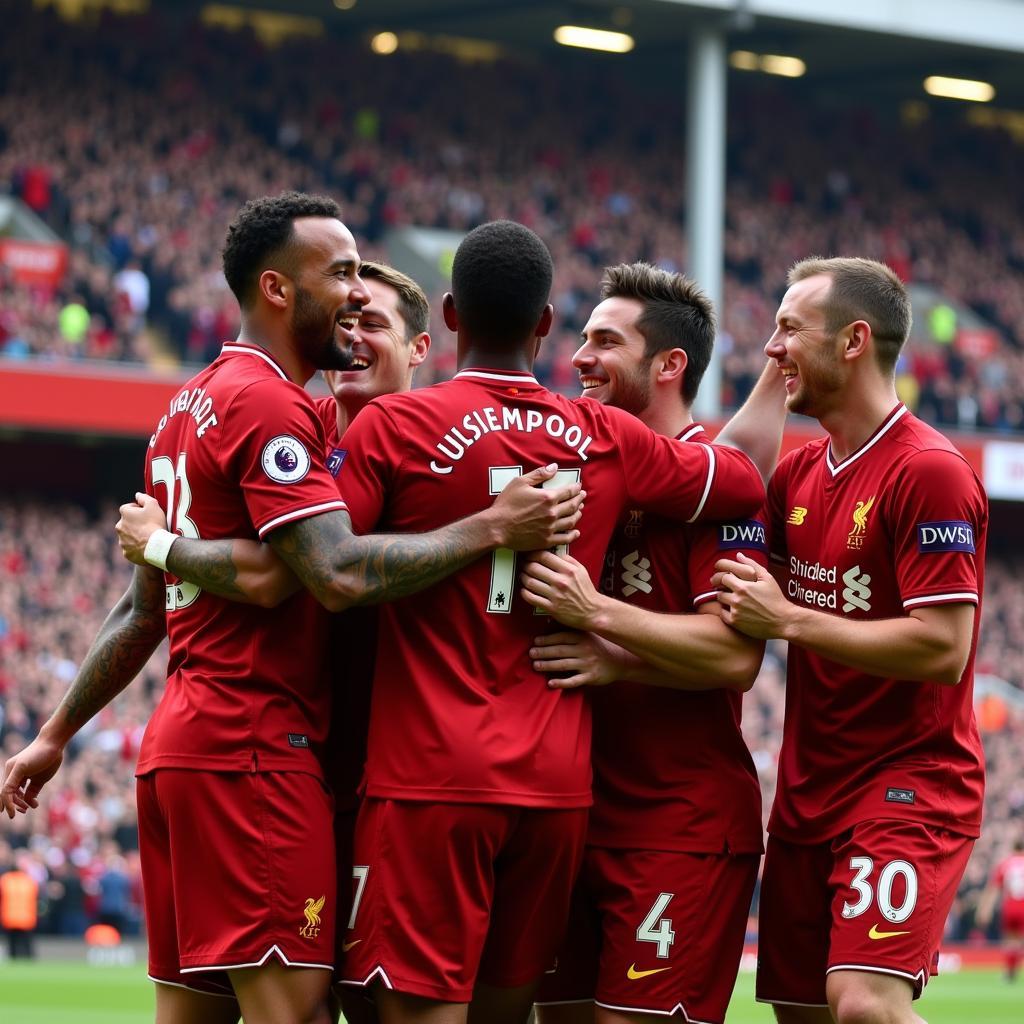 Liverpool Players Celebrating a Goal