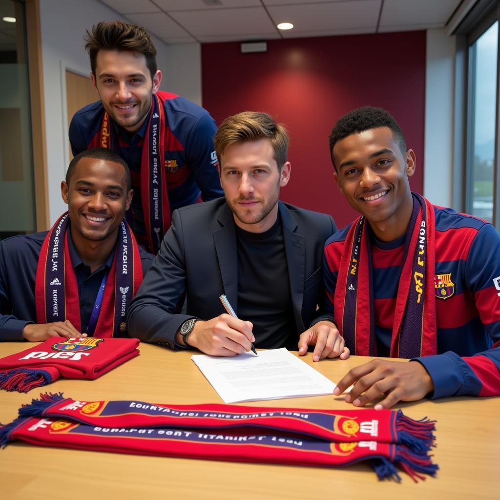 Young Footballer Signing Loan Contract