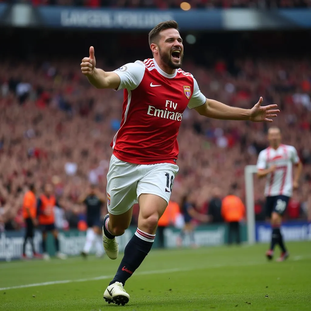 Loyal player celebrating a goal with fans