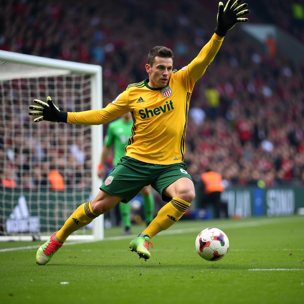 Luka Muric Demonstrating his Goalkeeping Skills in Action