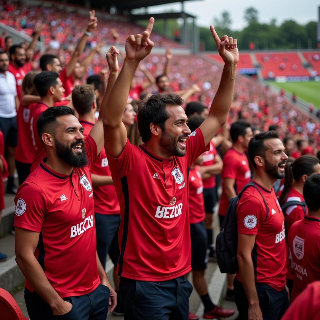 Madura United fans cheering from the stands