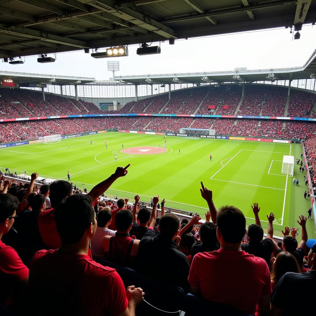 Passionate Malaysian football fans cheering