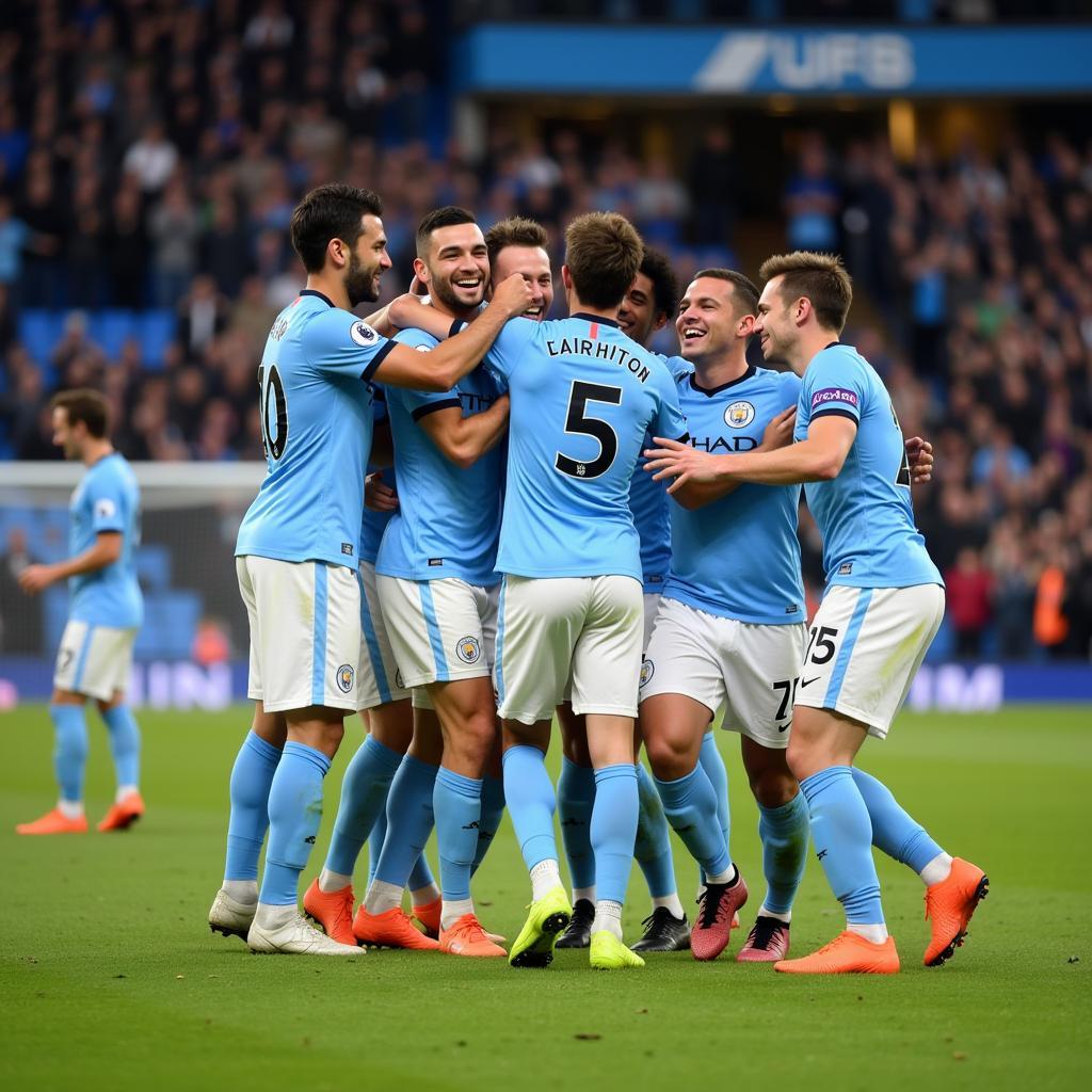 Manchester City Players Celebrating a Goal