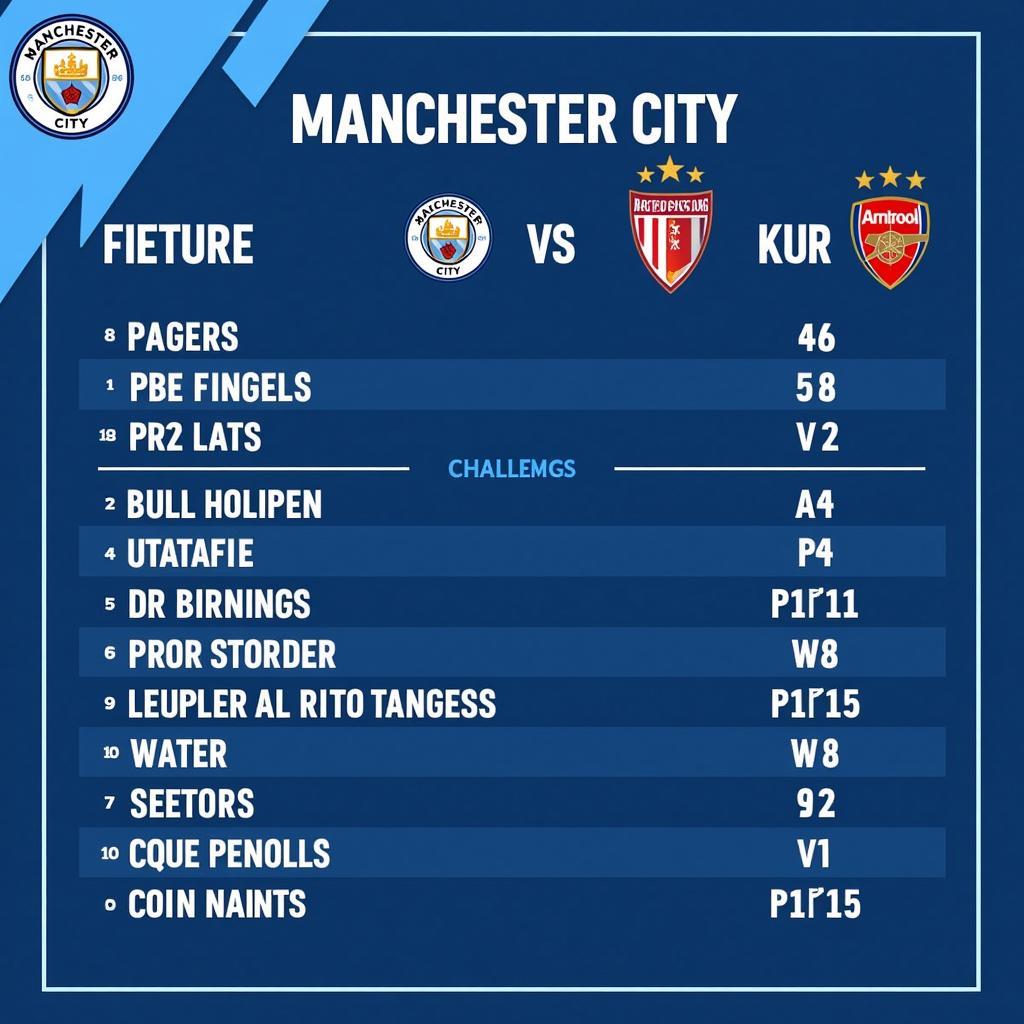 Manchester City's upcoming fixture list.