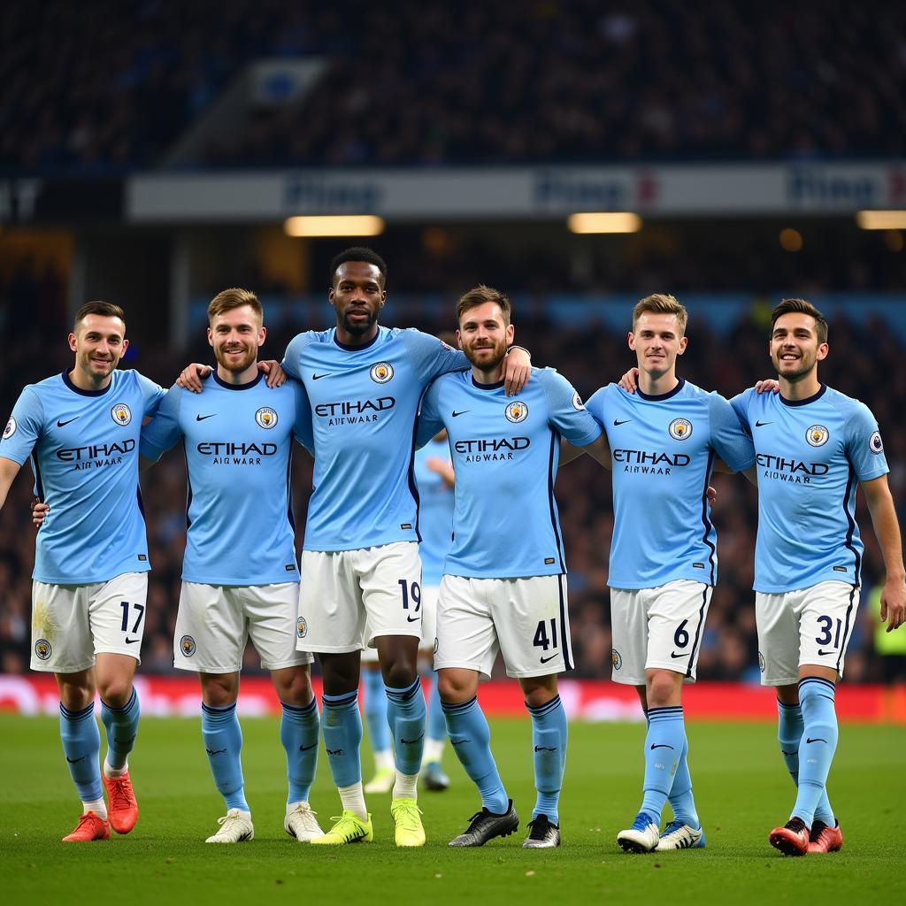 Man City squad lines up for a team photo