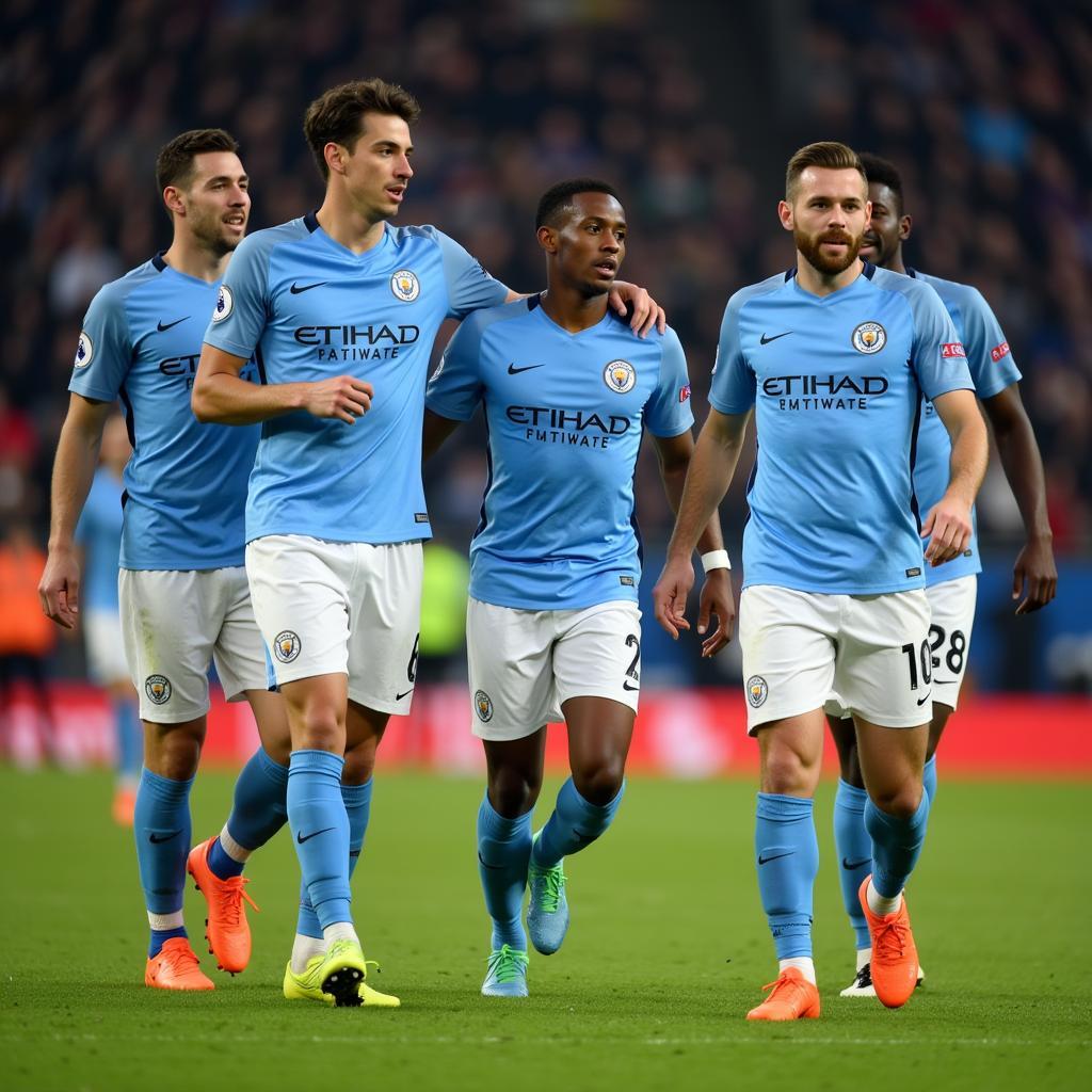 Manchester City Players Demonstrating Tactical Awareness