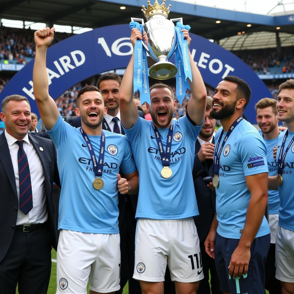 Manchester City Celebrating a Trophy Win