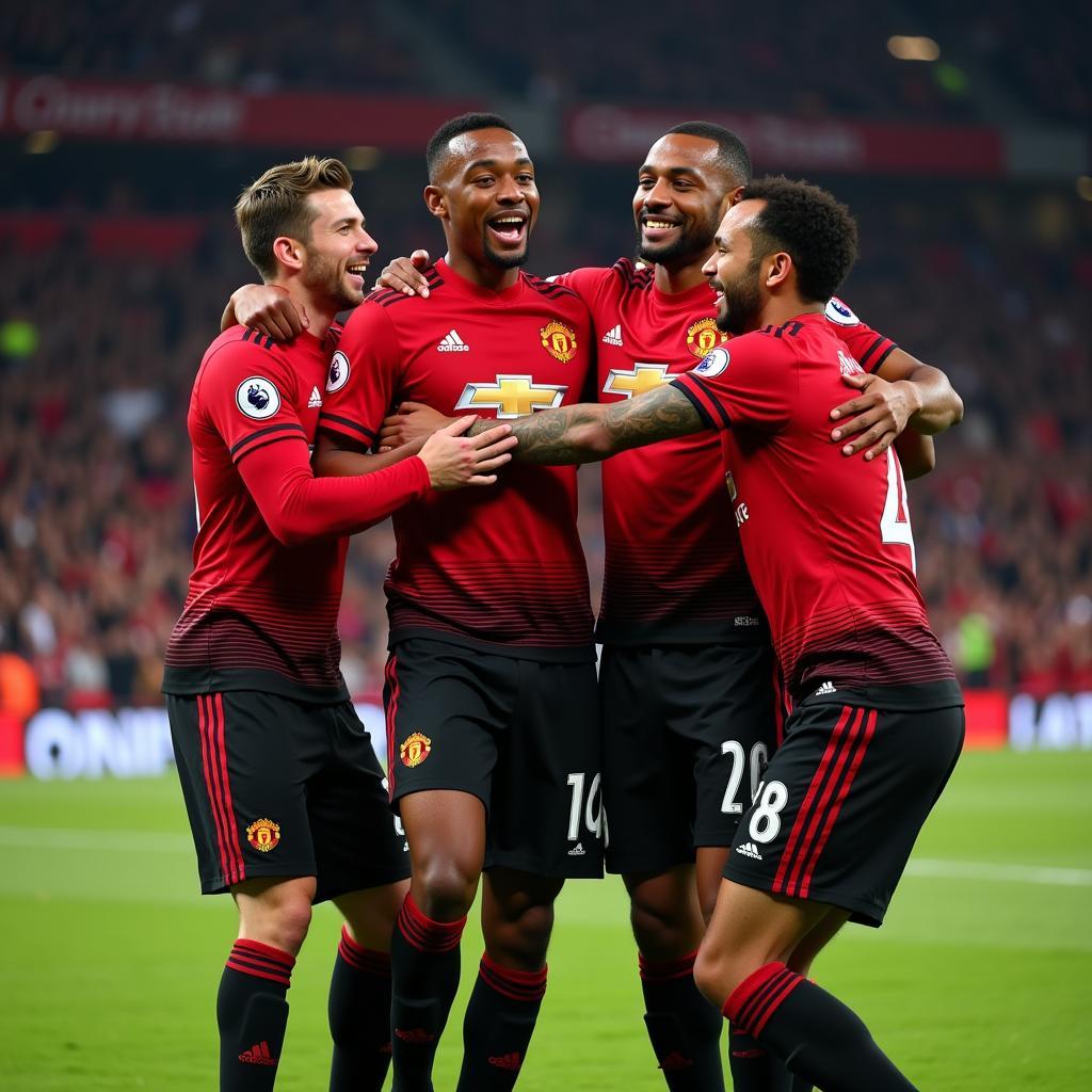 Manchester United Players Celebrating a Goal