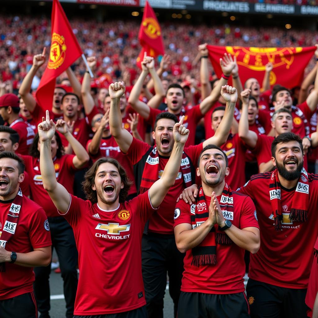 Manchester United Fans Celebrating a Goal