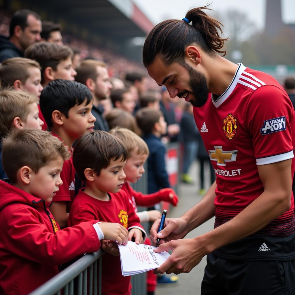 Manchester United Player Signing Autographs for Fans