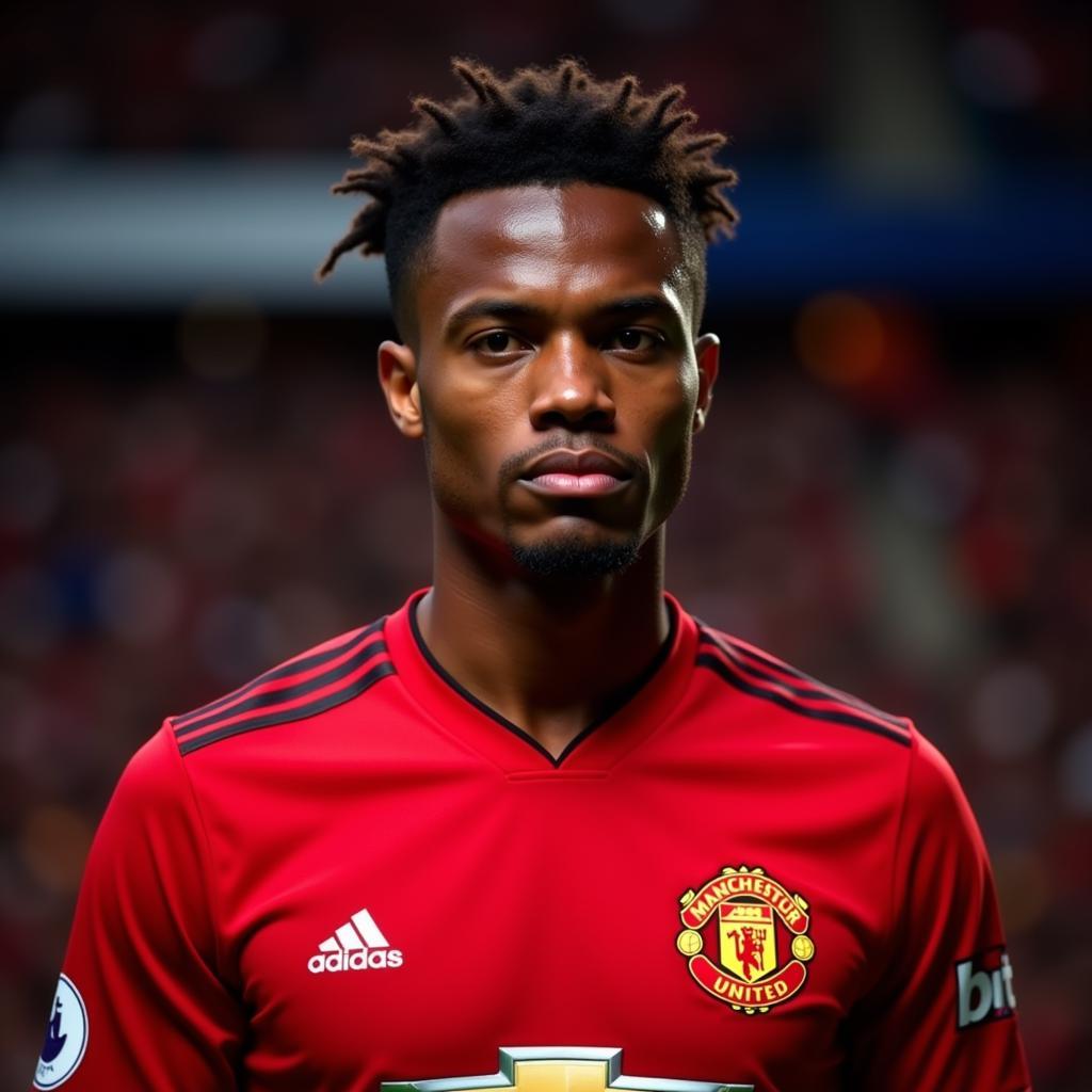 Close-up portrait of a Manchester United player