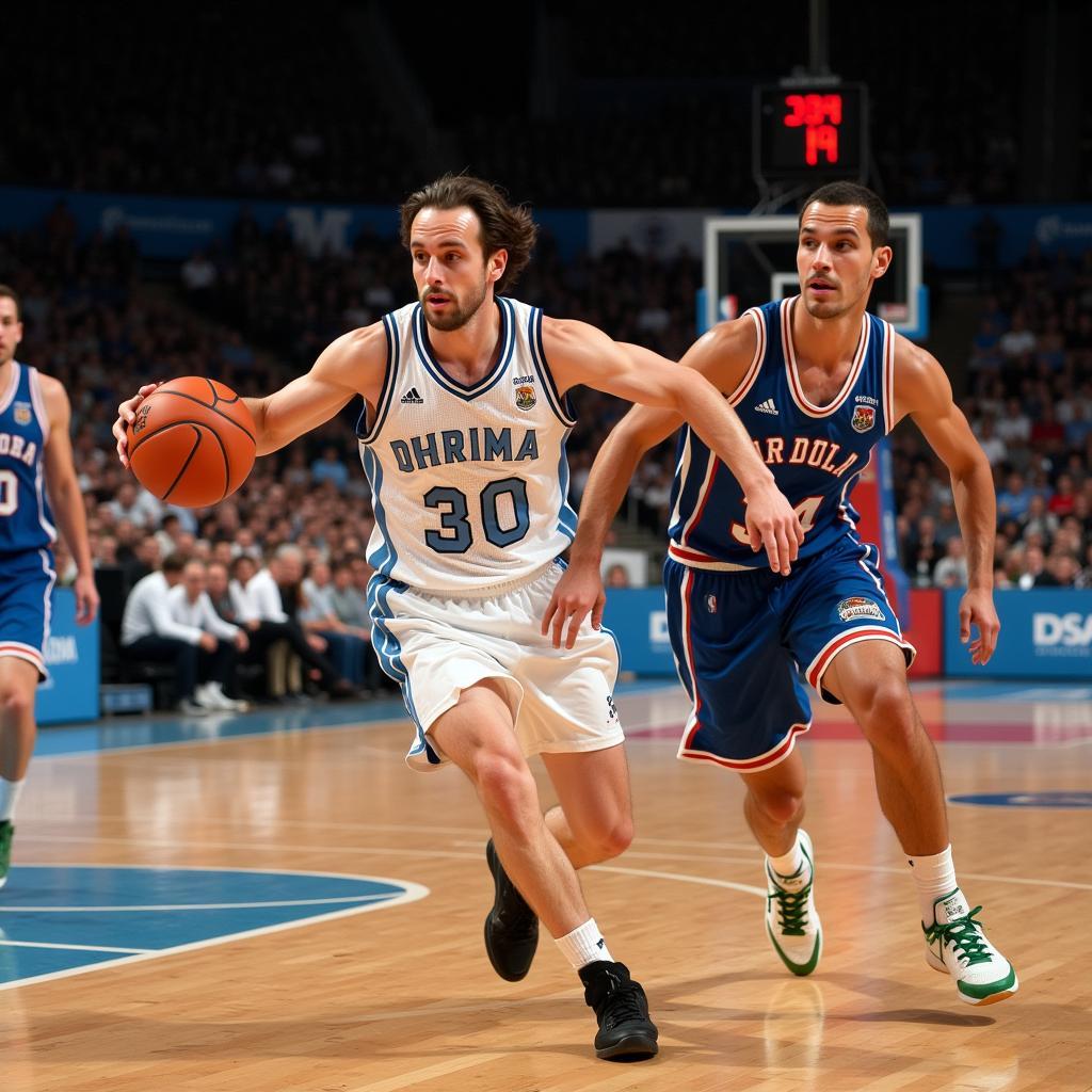 Manu Ginobili driving to the basket