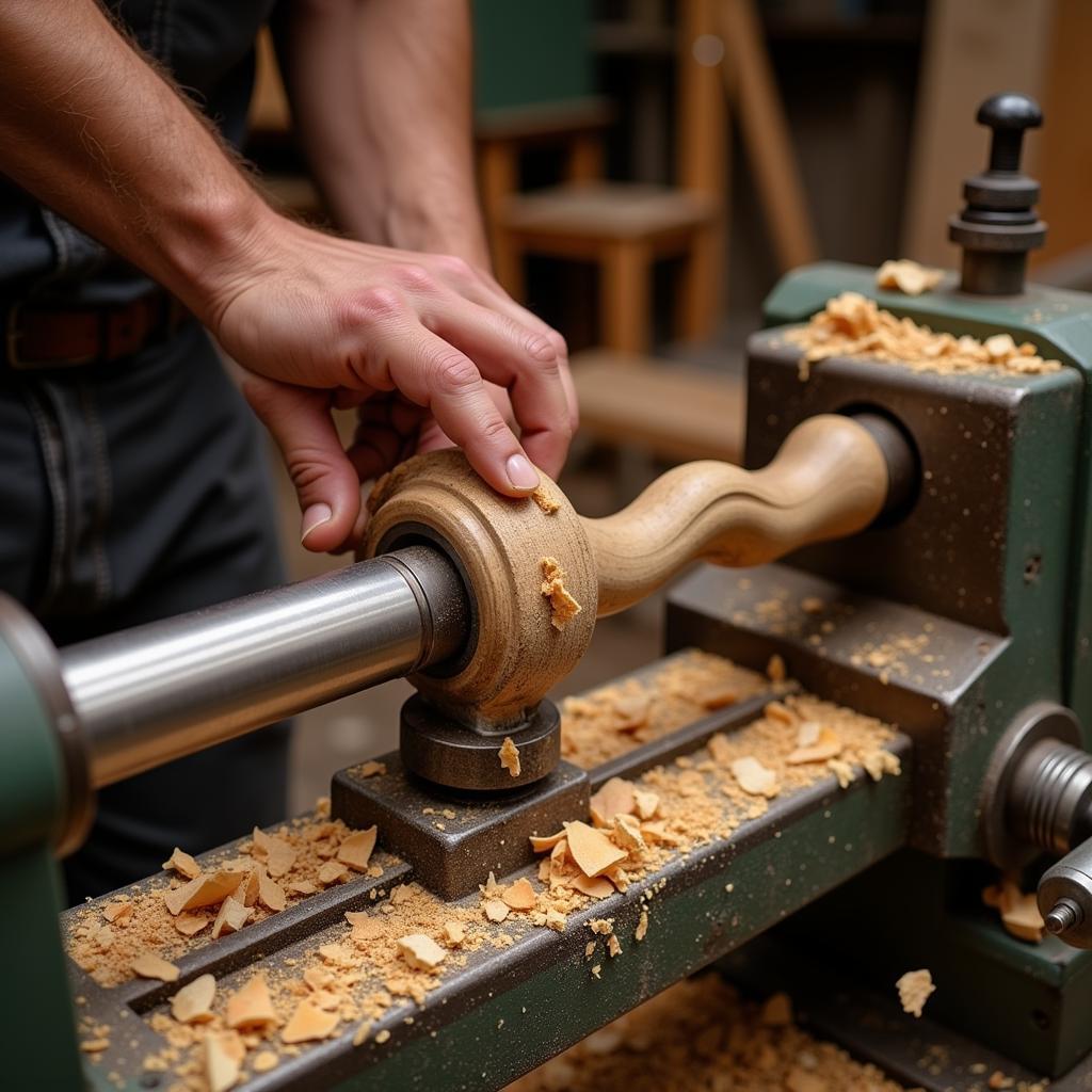 Manual Spiral Staircase Lathe in Action