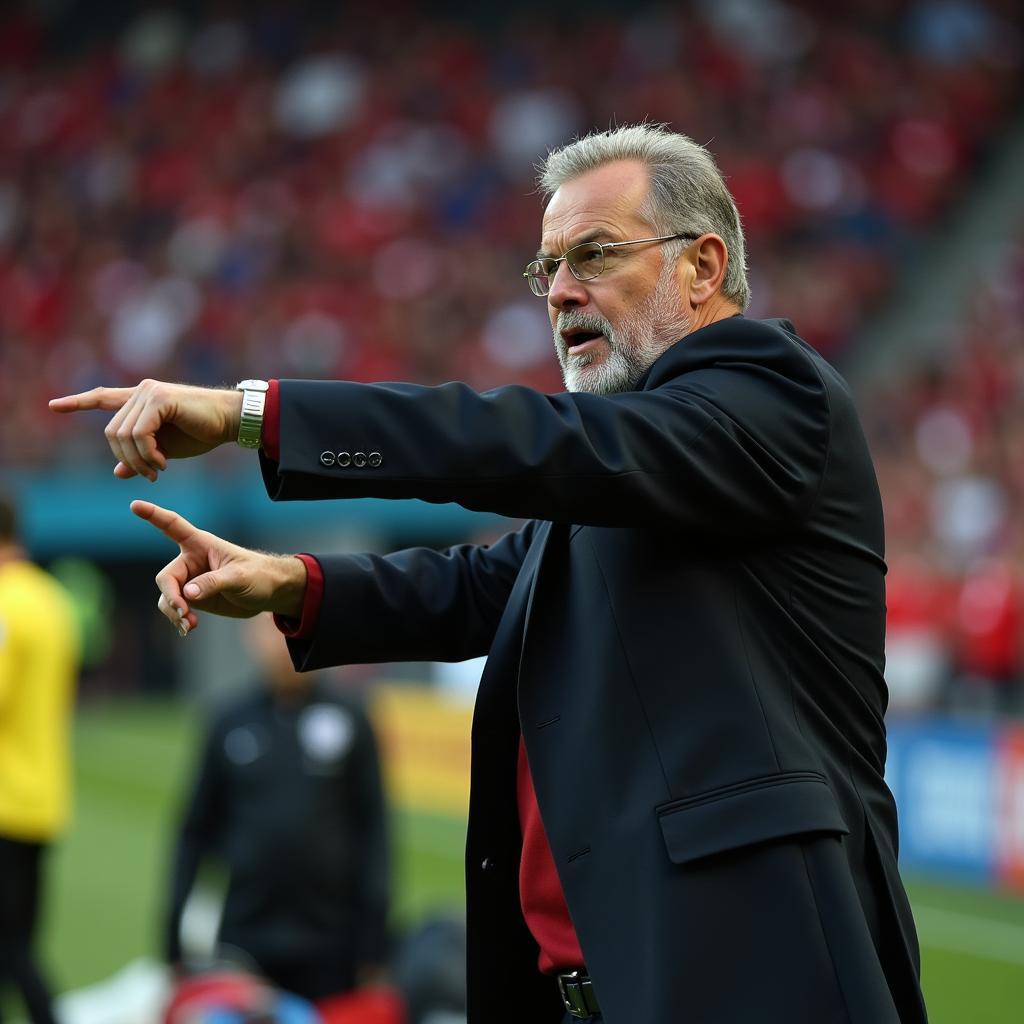 Poland manager Czesław Michniewicz giving instructions on the sideline