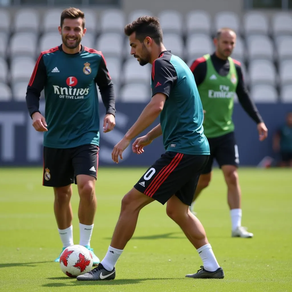 Marco Asensio focused during a training session with Real Madrid