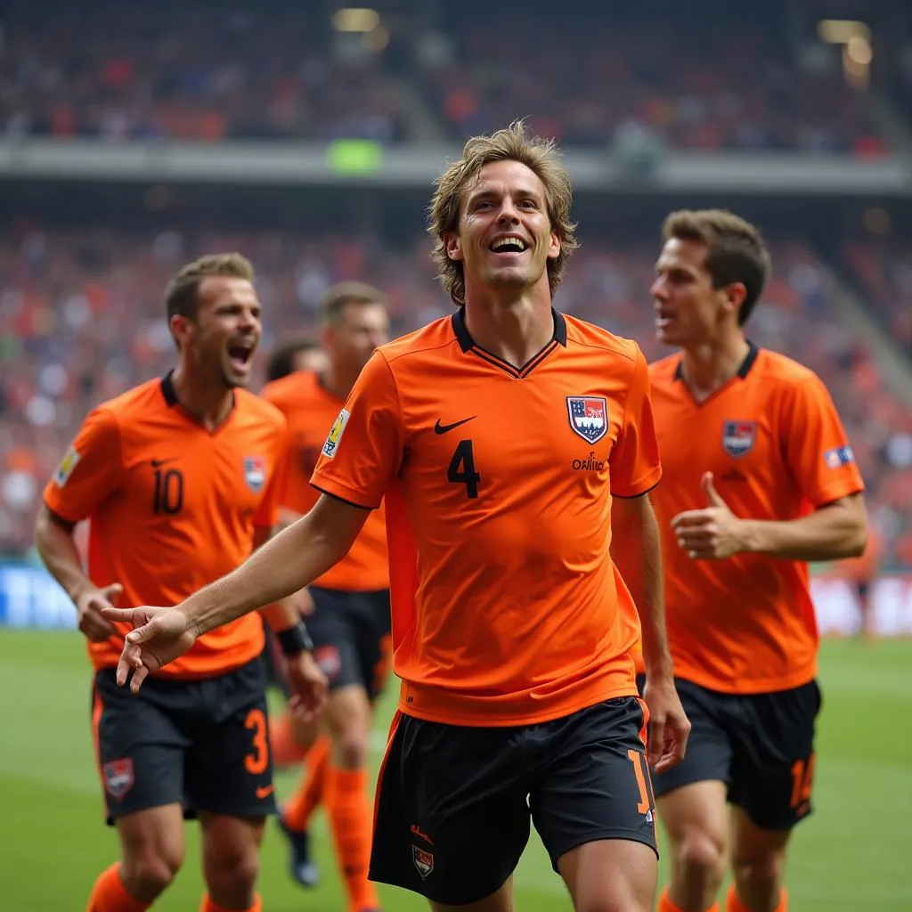 Marco van Basten celebrating a goal with the Dutch national team