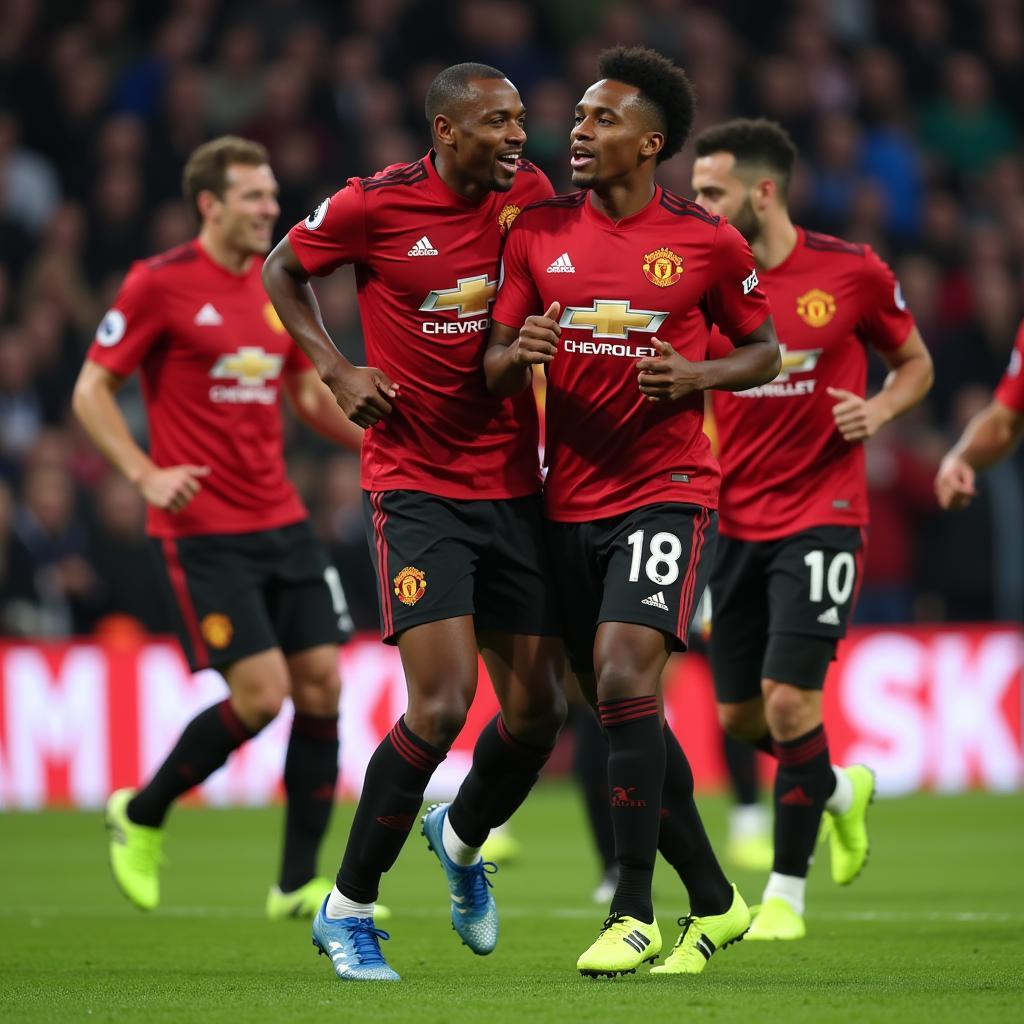 Marcus Rashford celebrates a goal for Manchester United