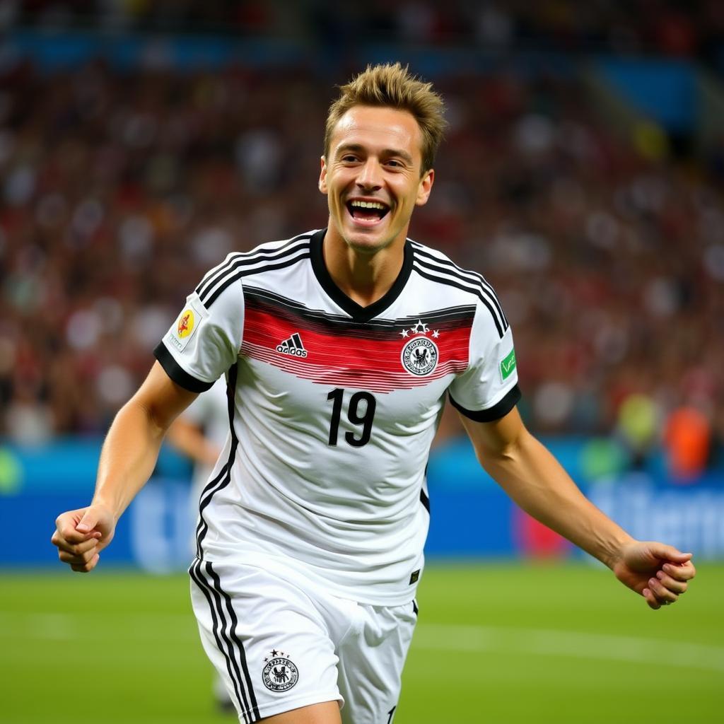 Mario Götze celebrating his iconic World Cup winning goal