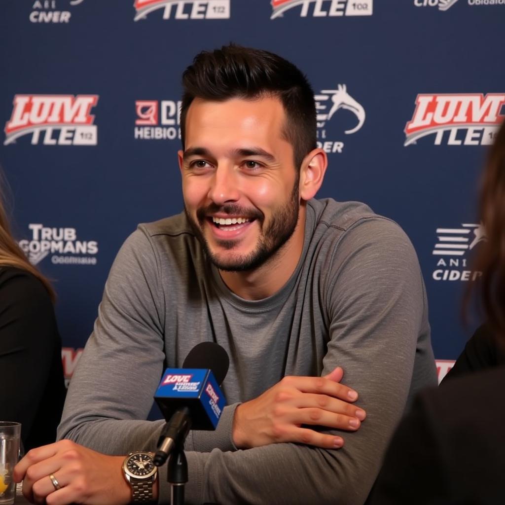 Mathew Leckie giving a post-match interview