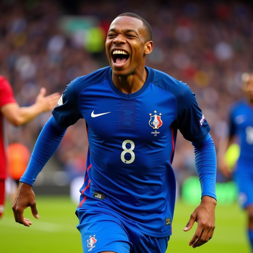 Kylian Mbappe celebrates a goal