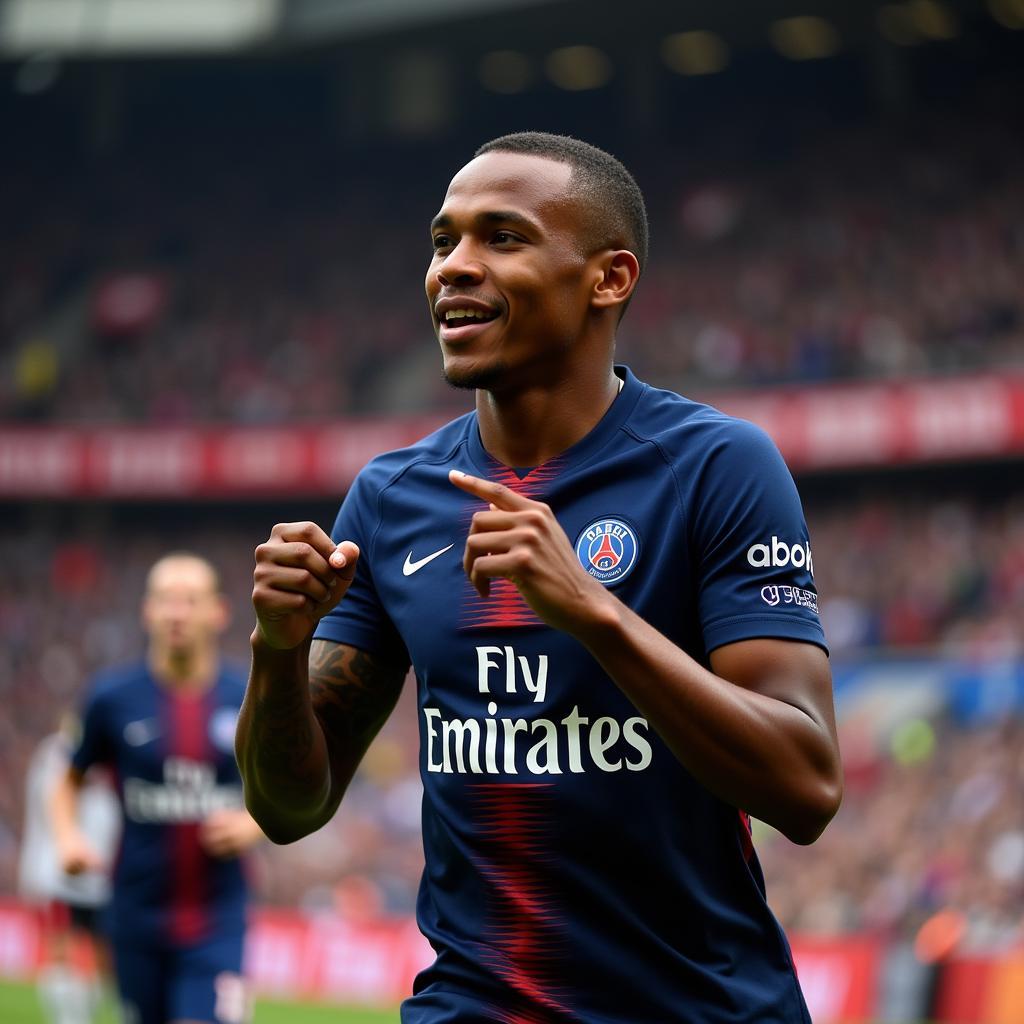 Kylian Mbappé celebrates a goal for PSG