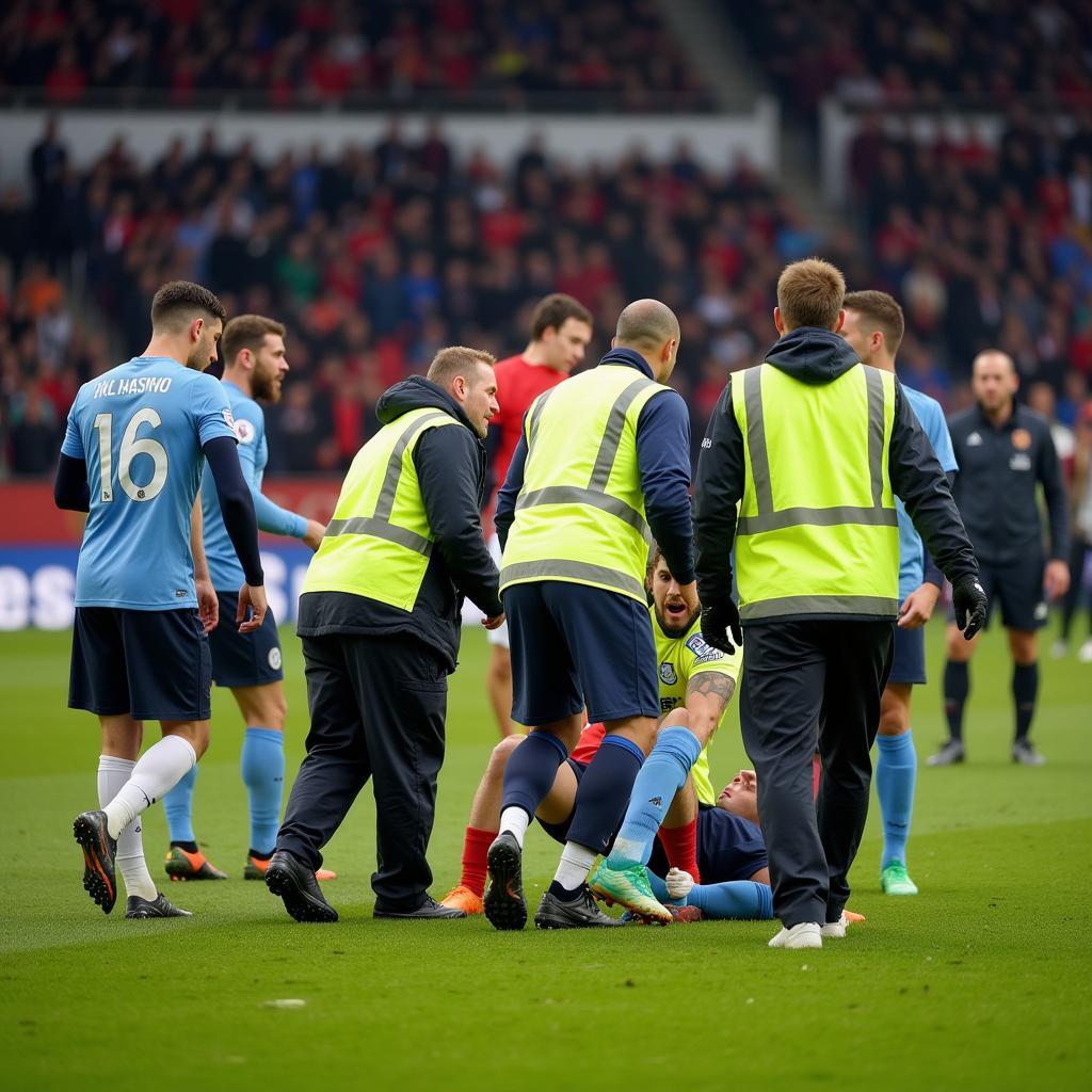 Medical Team Attending to Player on Pitch