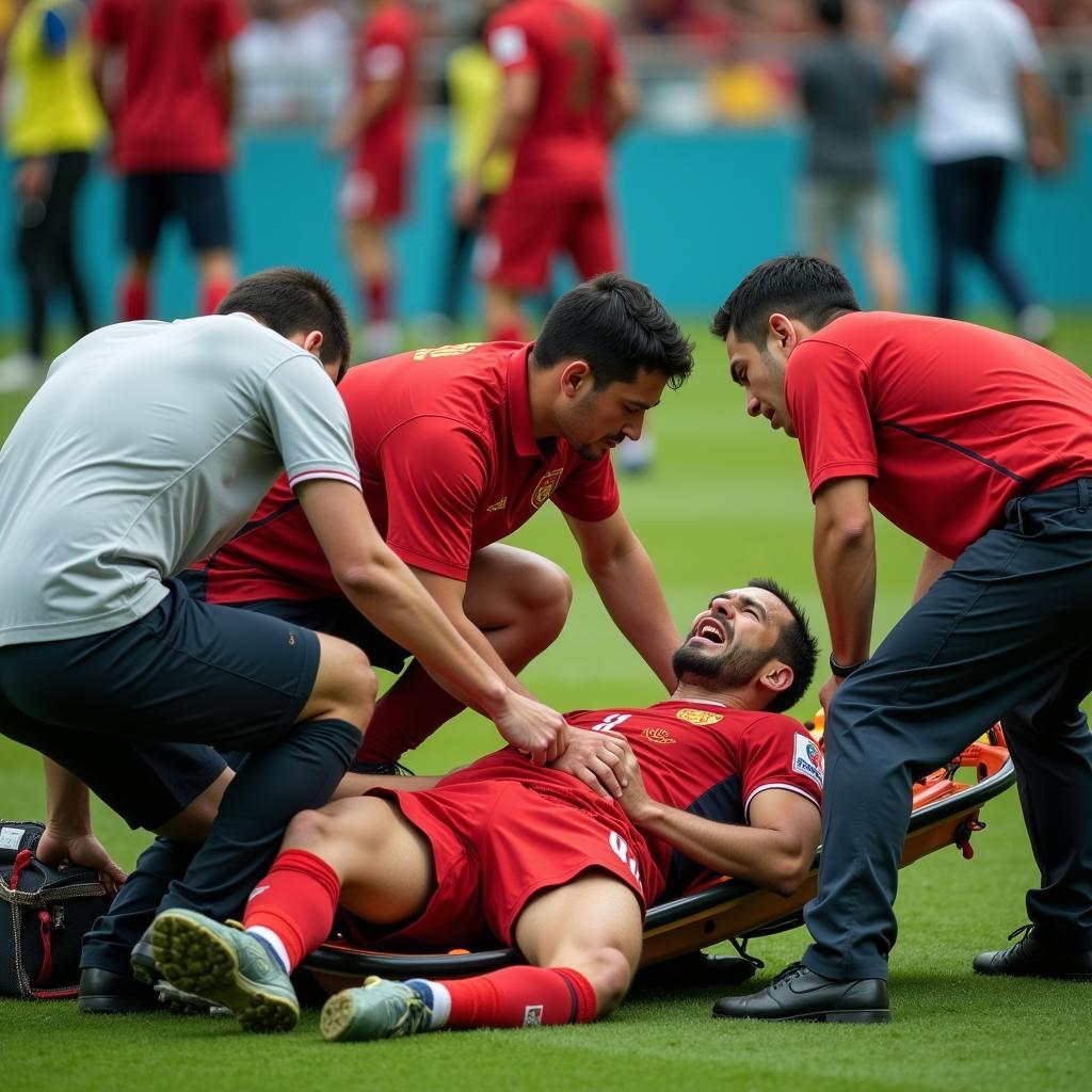 Medical Team Treating Injured Footballer