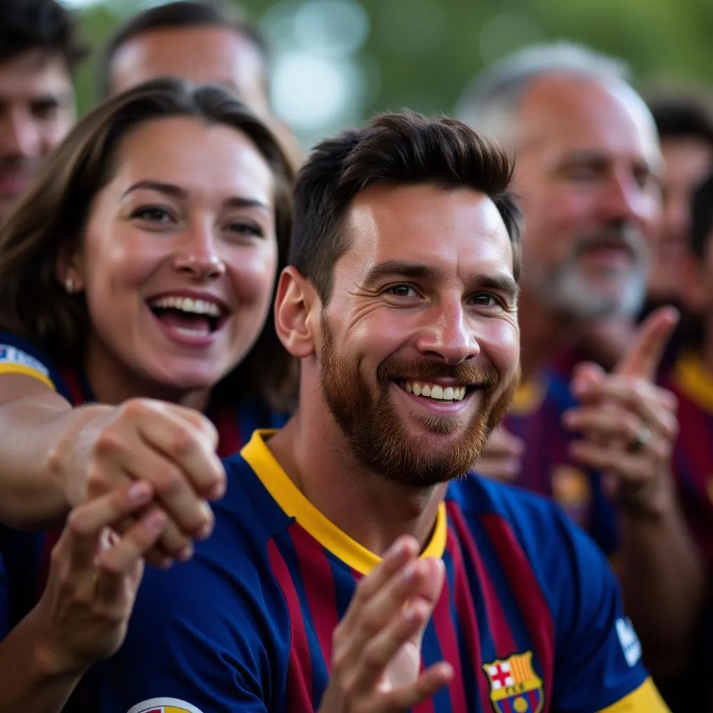 Messi cười vui cùng fan hâm mộ